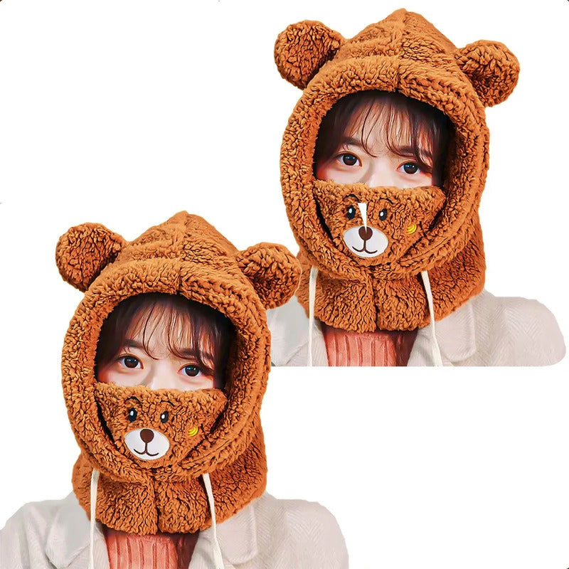 Pack De 2 Gorros Chiporros Para Invierno Con Cuello, De Lana Ajustable Y Unisex Marrón Oscuro Unica