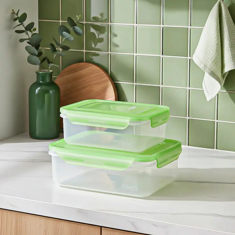 Set 2 Taper Keep Contenedor De Alimentos Tupper Plastico Tup Verde