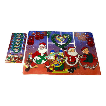 Set 12 Piezas Individuales Mesa Navideños Platos Y Vaso Navi
