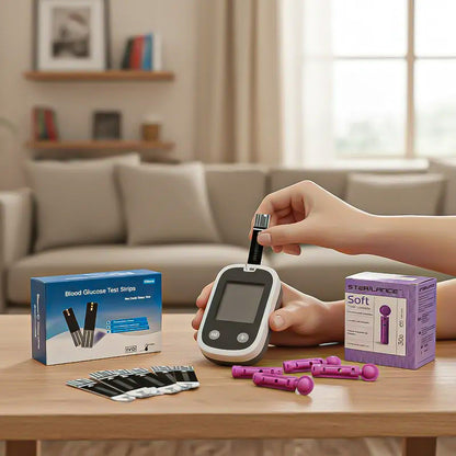 Tiras Reactivas 100 Tiras De Glucosa 100 Lanceta Glucometro Negro