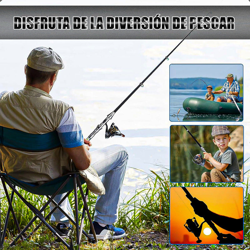 Kit De Pesca Con Caña Telescópica De 1.6 M, Fibra De Vidrio Y Accesorios