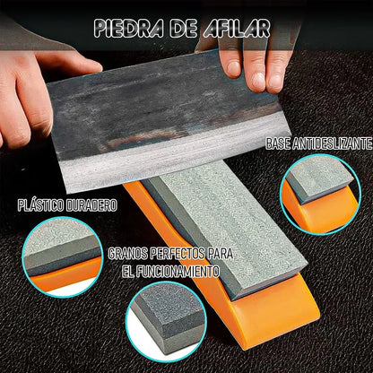 Piedra Para Afilar Cuchillos De Cocina Profesional Con Doble Grano Y Base Antideslizante Rosa