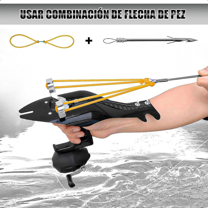 Resortera Profesional Catapulta Resortera Pesca Tirachinas Negro