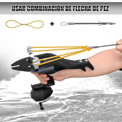 Resortera Profesional Catapulta Resortera Pesca Tirachinas Negro