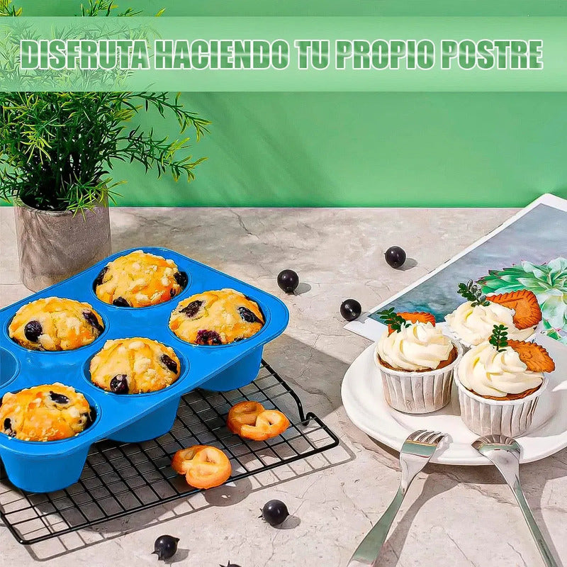 Moldes De Silicona Molde Cupcakes Silicona 6 Und Baratos Color Azul