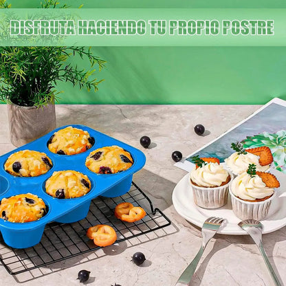 Moldes De Silicona Molde Cupcakes Silicona 6 Und Baratos Color Azul