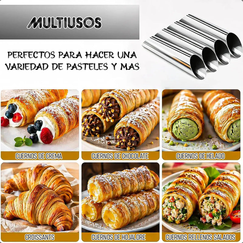 Pack 6 Moldes Reposteria Molde Cannoli Moldes De Cannol Tubos Okshop Moldes De Acero Inoxidable Para Croissant Moldes De... Gris