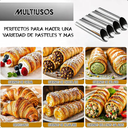 Pack 6 Moldes Reposteria Molde Cannoli Moldes De Cannol Tubos Okshop Moldes De Acero Inoxidable Para Croissant Moldes De... Gris