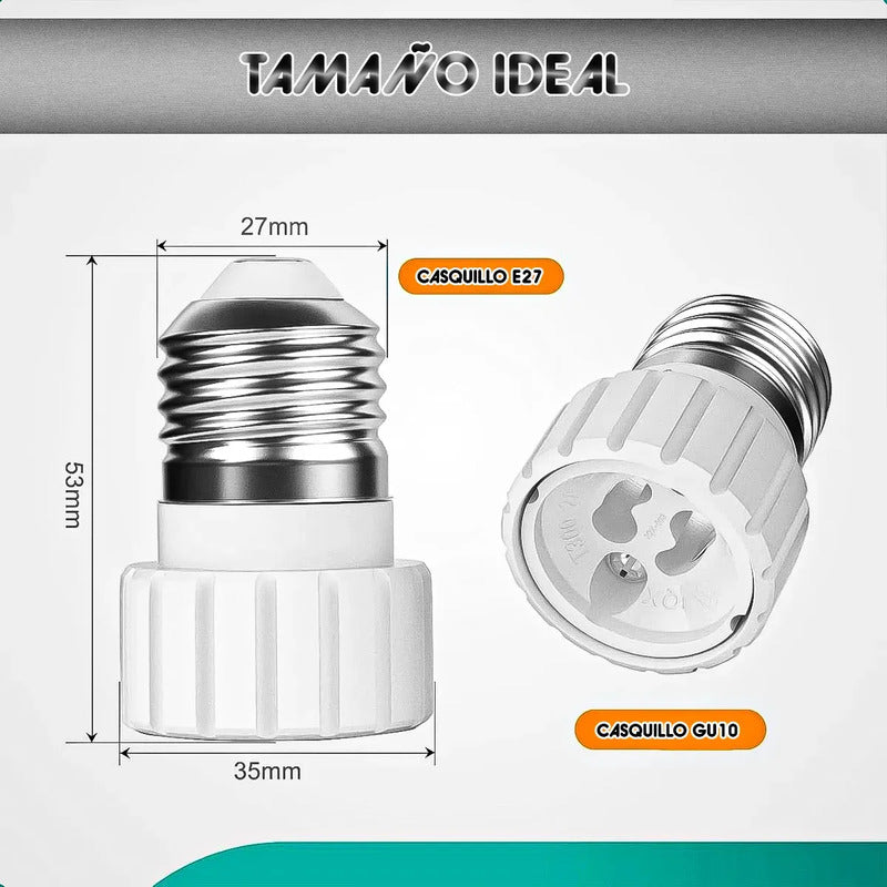 Adaptador De Foco E27 A Gu10 Para Bombillas Led Blanco