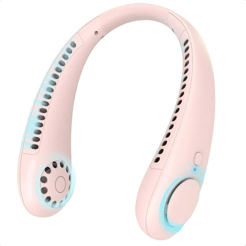 Ventilador De Cuello Okshop Inalámbrico Y Recargable Con 3 Velocidades, Color Rosa