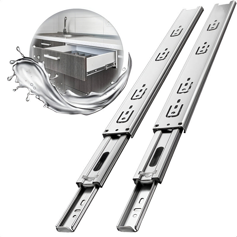 Corredera Telescópica De Acero Okshop De 100 Cm Para Cajones Gris