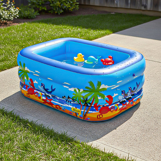 Piscina Inflable Rectangular De 1.5 M Para Niños Con Válvula De Desagüe Azul