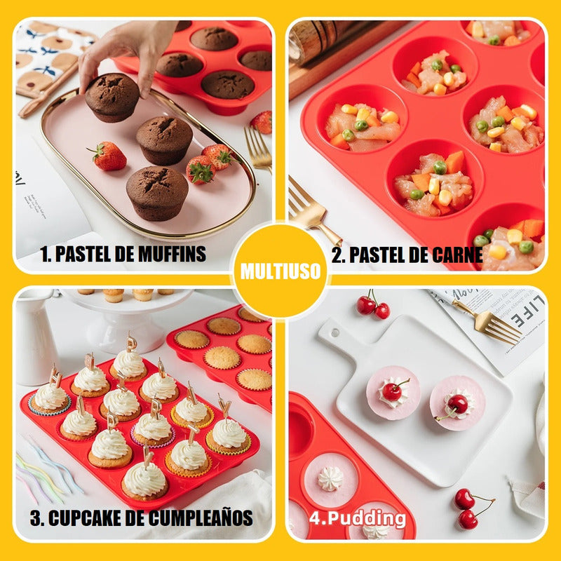 Molde Silicona Cupcake Economicos Muffin 12 Und Baratos