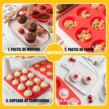 Molde Silicona Cupcake Economicos Muffin 12 Und Baratos