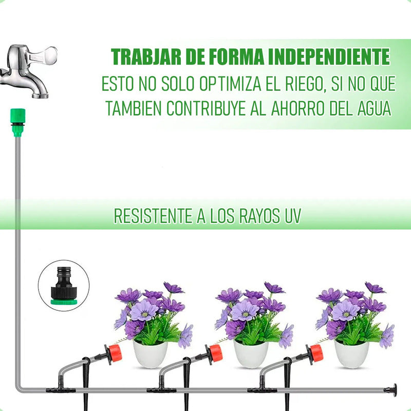 Kit Riego Jardín Okshop Aspersores Automáticos 20m Pvc 62 Piezas