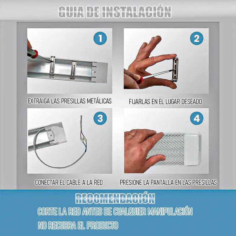 Pack4 Lamparas Para Techo Barra Led Regleta Led Lamparas Led Blanco