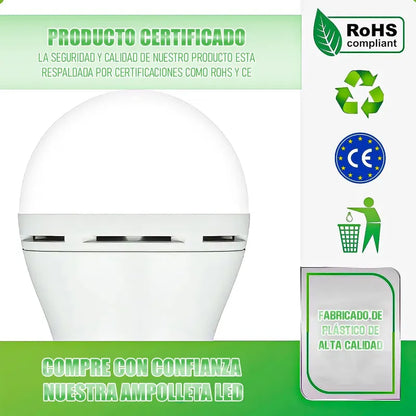 Ampolleta Led Inteligente Arcashopping 12w Recargable E27 Luz Blanca Fría Blanco Frío