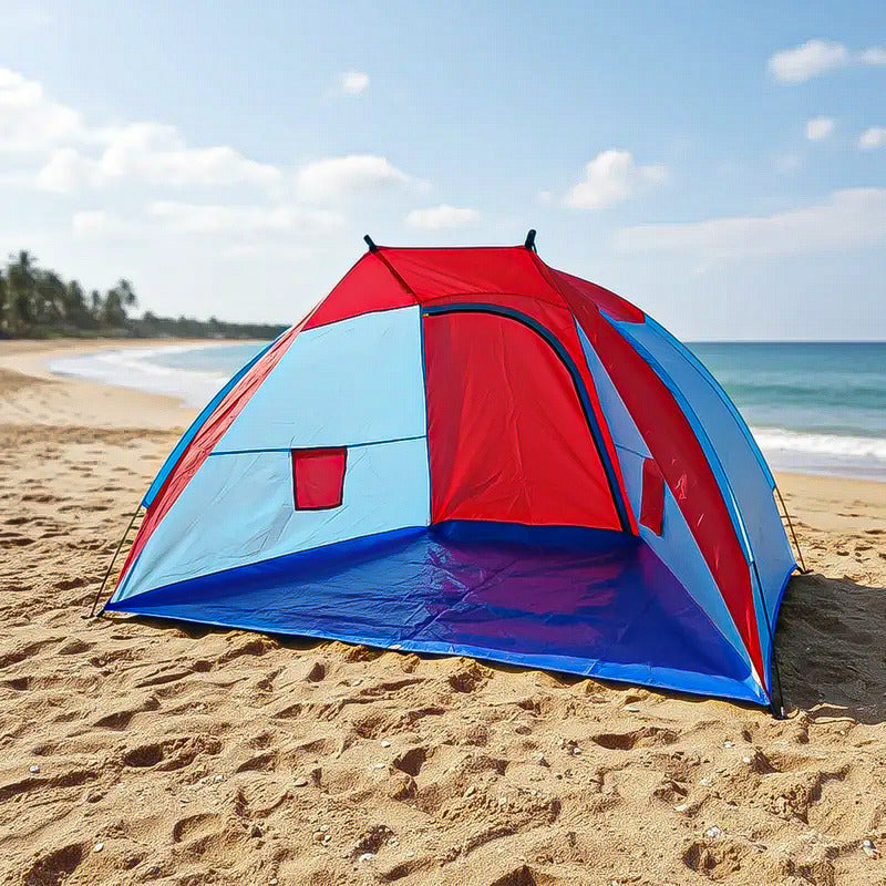 Media Carpa Playa Carpa Paraviento Camping Carpa 2 Personas Azul/celeste/rojo