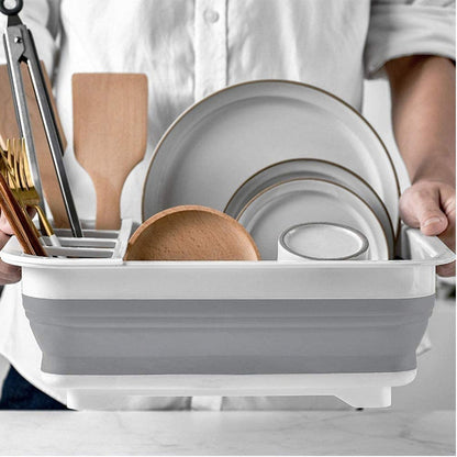 Escurridor De Loza Secador De Platos Plegable Estante Loza Gris