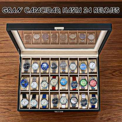 Porta Relojes Organizador De Reloj Caja De Reloj 24 Pzas Negro