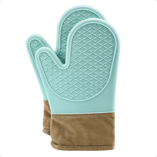 Guantes Para Horno Toma Ollas Guantes De Silicona Guante De Cocina Algodon Okshop Protector De Silicona Flexible 27 Cm Pack 2 Toma Olla Guante Silicona Manopla Turqueza/marron