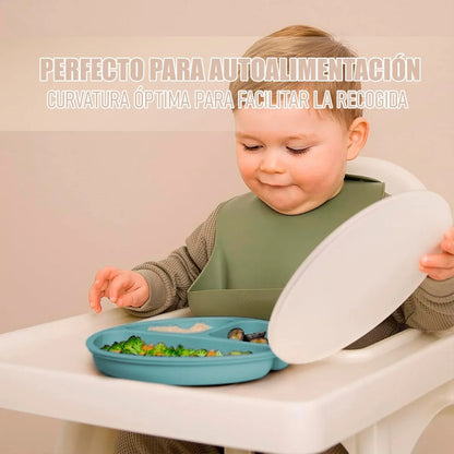 Plato De Silicona Para Bebé Con 3 Compartimentos Antideslizante Y Libre De Bpa, Rosa