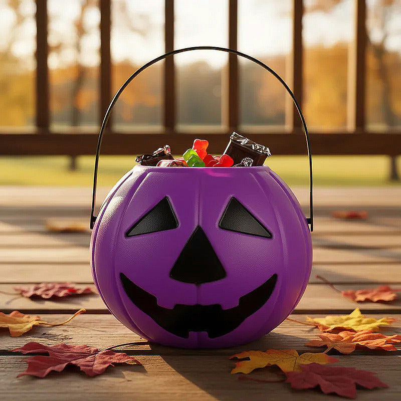 Cubo Calabaza Para Dulces Halloween Cubo Dulce O Truco Cubos Morado