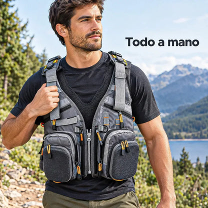 Chaleco Pescador Chaleco De Pesca Chaleco Mosca Salvavidas Gris Unica