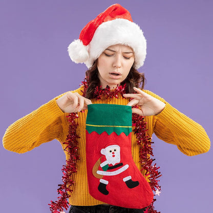 Pack De 6 Botas Navideñas Rojas De Tela Para Adornos Rojo