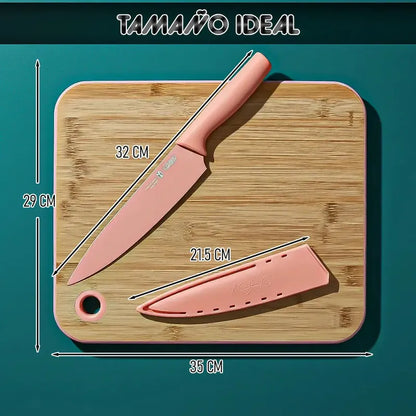 Tabla Para Picar Tablas Picar+cuchillo Tabla Bambu Keep 35cm Okshop Tablas Picar Tablas De Picar Tabla Y Cuhillo Keep... Salmón