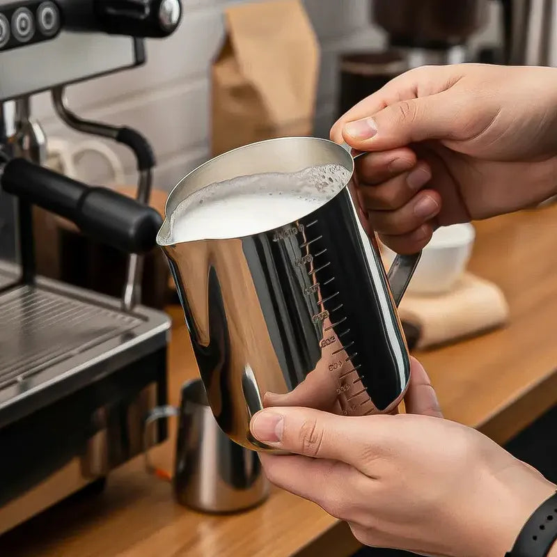 Jarra Leche Acero 900ml Lechero Barista Jarra De Espuma Leche Okshop Jarra De Leche De Acero Inoxidable Jarra Espumadora De Leche Taza Espumadora De Leche Para Café Jarra De Espuma Leche Gris