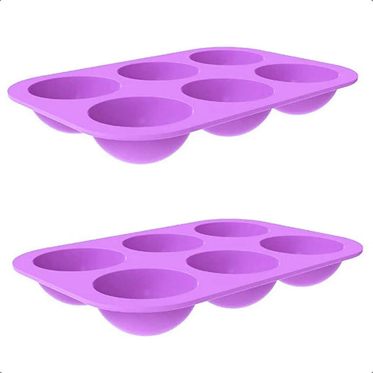 Pack 2 Molde Silicona 6 Semiesfera Molde Reposteria Moldes Morado