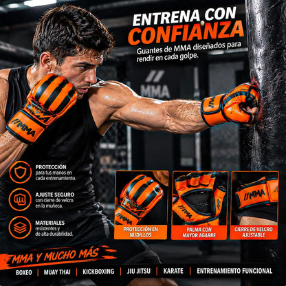 Guantes Mma Guantes De Kick Boxing Guantes Artes Marciales Unica Naranja