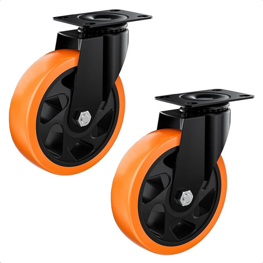 Ruedas Giratorias Para Carros Ruedas Muebles Pack 2 Rueda Naranja/negro