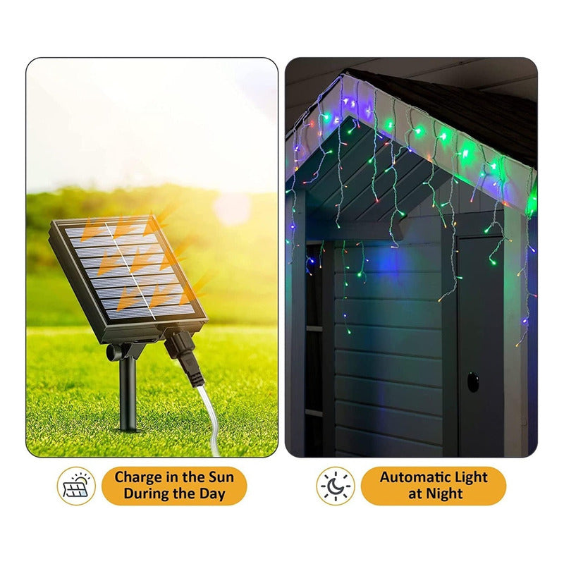 X3 Cortina Cascada Luces Hada Solar Luces Led Navidad 3x2