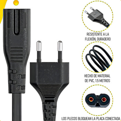 Cable De Alimentación Cable De Alimentación Europeo 1.5 Metros Arcashopping Cable De Extensión Europeo Cable De Alimentación De Repuesto De 2 Clavijas Cable De Alimentación De Tv No Polarizado