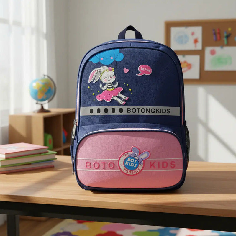 Mochila Escolar Para Niña Mochilas De Niños Dibujos Animados Azul-rosa