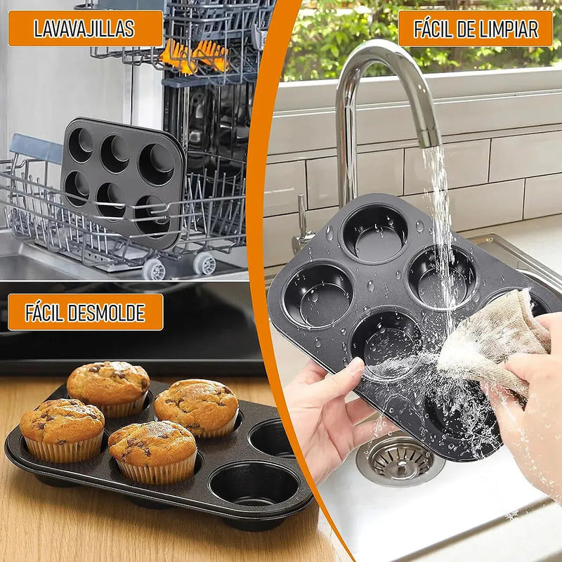 Molde Cupcake Molde Reposteria Molde 6 Cupcakes Gris Oscuro Metal Okshop Moldes Magdalenas Horno Molde De Muffins 6 Cup Moldes Reposteria Molde Horno De Acero Al Carbono Moldes Antiadherentes