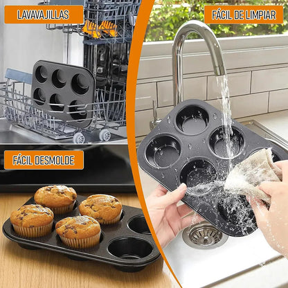 Molde Cupcake Molde Reposteria Molde 6 Cupcakes Gris Oscuro Metal Okshop Moldes Magdalenas Horno Molde De Muffins 6 Cup Moldes Reposteria Molde Horno De Acero Al Carbono Moldes Antiadherentes