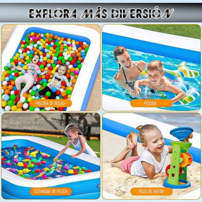 Piscina Inflable Rectangular De 1.5 M Para Niños Con Válvula De Desagüe Azul