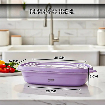 Taper Keep Tupper Plastico Contenedor De Alimentos 950 Ml Lila Set 3 Contenedores Keep Herméticos Apilables 950ml Tupper Hermetico Contenedor De Alimentos Tapper Colacion Tupper Plastico Taper Keep