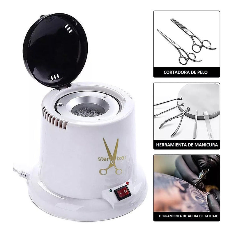 Esterilizador Para Maleta De Manicure Corta Cuticulas Metal Blanco
