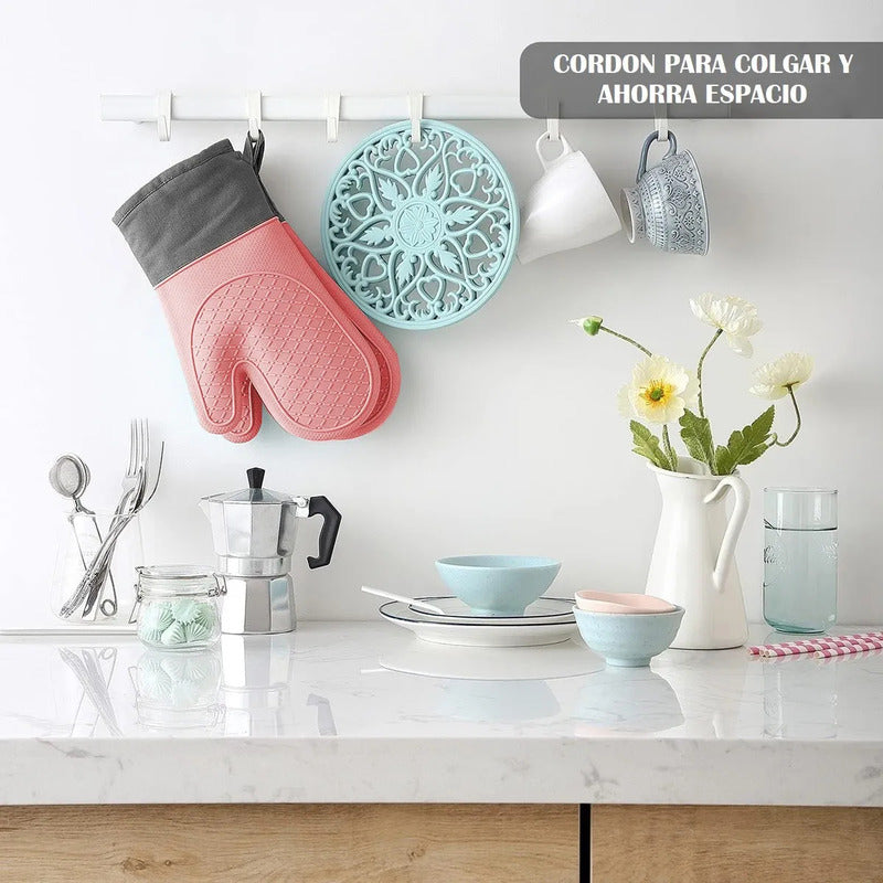 Guantes Para Horno Toma Ollas Guantes De Silicona Guante De Cocina Algodon Okshop Protector De Silicona Flexible 27 Cm Pack 2 Toma Olla Guante Silicona Manopla Rosa