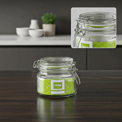 Contenedor De Alimentos Frasco Hermetico Frasco Vidrio 500ml Verde