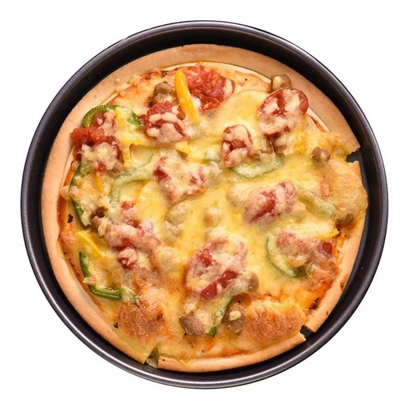 Molde Para Pizza Redondo De Metal Antiadherente De 29 Cm Gris