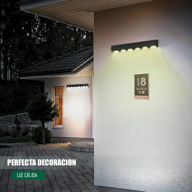 Pack 8 Aplique Solar Pared Exterior Led 10w Okshop Negro Ip54 Inalámbrico Negro/cálida