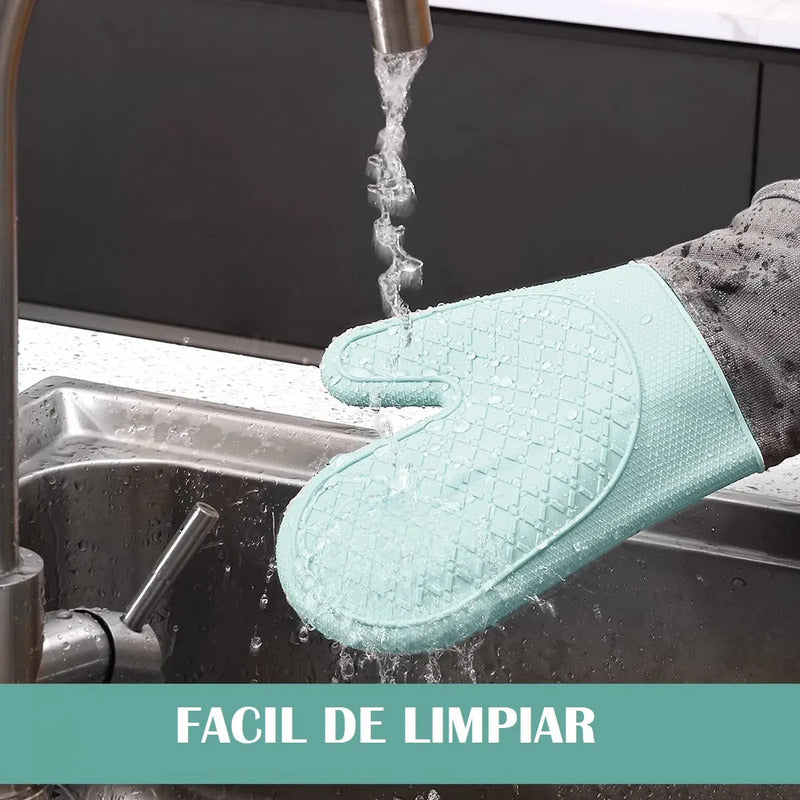 Guantes Para Horno Toma Ollas Guantes De Silicona Guante De Cocina Algodon Okshop Protector De Silicona Flexible 27 Cm Pack 2 Toma Olla Guante Silicona Manopla Verde Claro