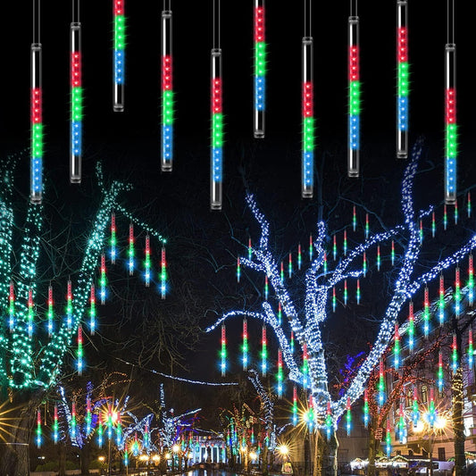 Pack X2 Luces Lluvia De Meteoritos Guirnalda Luces Navidad Multicolor