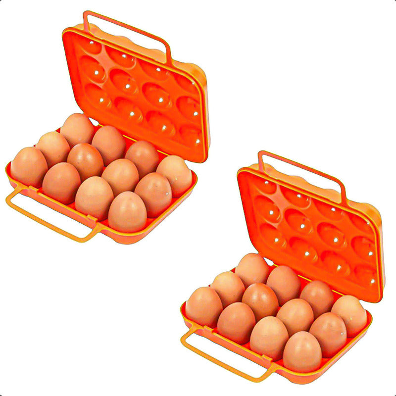 Pack 2 Organizador Huevos Dispensador Huevo Porta 12 Huevos Naranja
