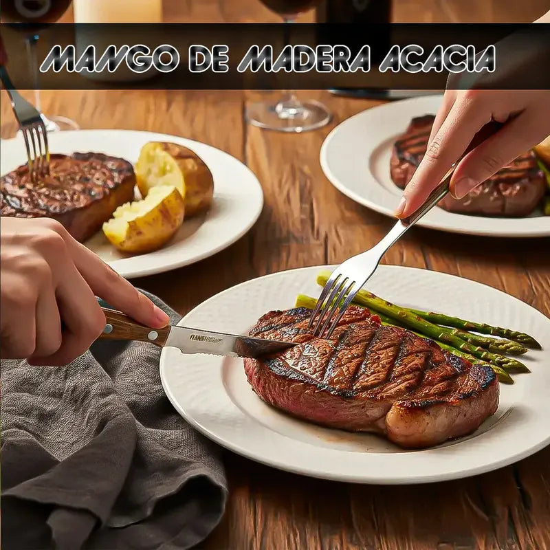 Set De Cuchilleria Set Cuchillos Y Tenedores Wayu Cubiertos Madera Acacia Okshop Juego De Cuchillos Y Tenedores Con Mango De Madera Cubiertos Inoxidables Juego De Cuchilleria Set Servicio